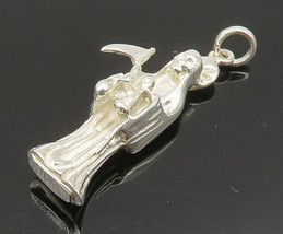 925 Sterling Silver - Vintage Shiny Grim Reaper Santa Muerte Pendant - PT20068 - £42.57 GBP