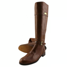 Coach Micha Calf Sz 7.5B Chestnut Riding Knee Boots Leather Belted Logo - £132.58 GBP