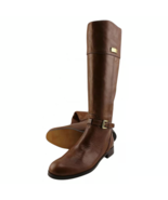 COACH MICHA CALF SZ 7.5B CHESTNUT RIDING KNEE BOOTS LEATHER BELTED LOGO - £133.43 GBP