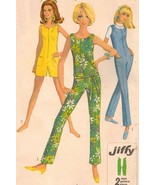 Vtg 1967 Misses 1 Piece Front Zip Jumpsuit Ankle Knee Length Sew Pattern... - $9.99