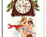 Cherubs On Clock Pendulum New Year Embossed UNP Unused DB Postcard S6 - $4.90