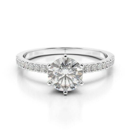 Primary image for 2.50CT Forever One Moissanite 6 Prong White Gold Ring With Diamonds