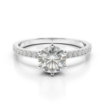 2.50CT Forever One Moissanite 6 Prong White Gold Ring With Diamonds - £1,345.31 GBP