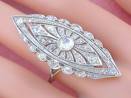 ANTIQUE DECO 1.77ctw DIAMOND PLATINUM SCALLOPED MARQUISE LONG COCKTAIL R... - £2,927.24 GBP