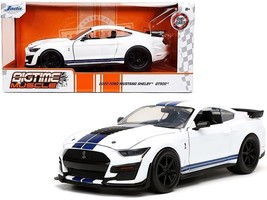 2020 Ford Mustang Shelby GT500 White with Blue Stripes &quot;Bigtime Muscle&quot; ... - £31.62 GBP