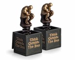 Bey Berk Bronze Finished &quot;Think Outside The Box&quot; Thinker Bookends - £194.16 GBP