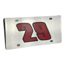 Number 29 Harvick  RED  Logo Silver Mirrored License Plate / Car Tag   - £11.82 GBP