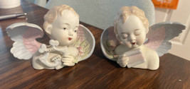 2 Porcelain Hand Painted Cherubs Angels Figurine Occupied Japan Lamore China - £15.51 GBP