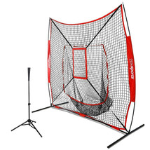 Batting Tee Training Portable With Bag+7&#39;7&#39; Baseball Practice Net Strike... - $112.99