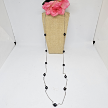 925 Sterling Silver Black Peacock Pearl Beaded Station Chain Necklace 40... - $39.95