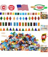 1050 Pre-Cut Glass Mosaic Tiles - Diamond, Triangle, Square for Creative... - $55.93 CAD