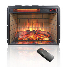 23 Inch Infrared Quartz Heater Fireplace Insert -Woodlog Version With Brick - £121.59 GBP