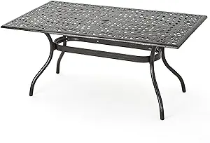Christopher Knight Home Phoenix Cast Aluminum Rectangle Table, Hammered ... - £506.11 GBP