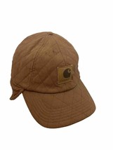 Carhartt Quilted Trapper Cap Hat Ear Flaps Beige Khaki Lined Cotton Canvas - £16.35 GBP
