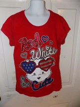 Justice 4th of July &quot;Red,White, &amp; Cute&quot; Red T-shirt Short Sleeve Size 10 Girl&#39;s - £12.05 GBP