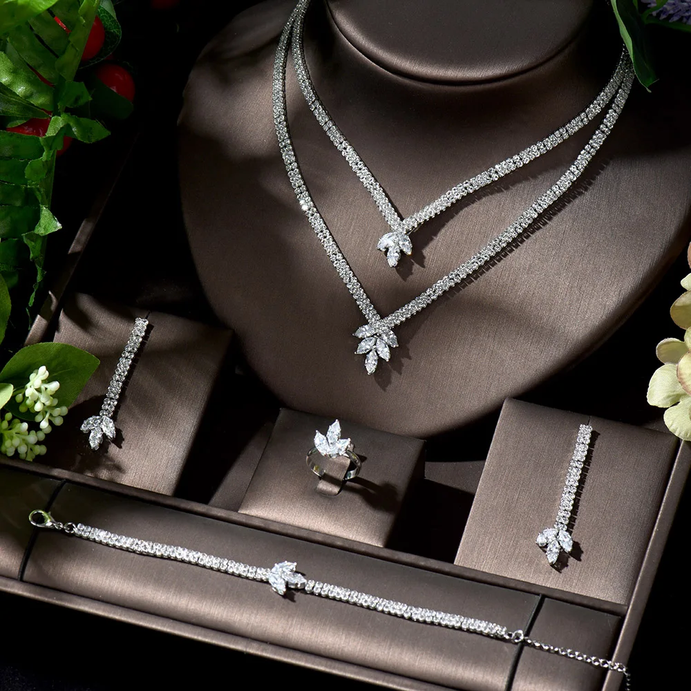 Hot Wedding Bridal Jewelry Sets for Women Elegant Party Gifts Fashion Cubic Zirc - £32.00 GBP
