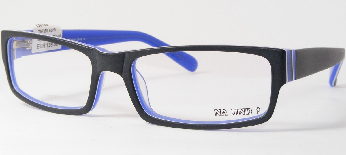 Na und? Design Marion RAM 75F359 B Mattschwarz/ Weiß Blau Brille 53-18-137 - $76.21