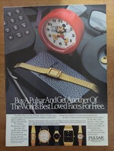 Pulsar Time Inc 1987 Vintage Print Ad Wristwatches And Mickey Mouse Alar... - $8.90