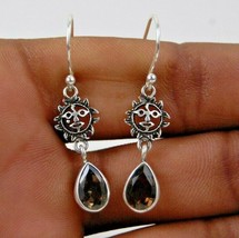 925 Sterling Silver Earrings Smoky Quartz Handmade Fine Jewelry ES-1163 - £26.64 GBP