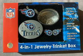 Tennessee Titans 4-in-1 Jewelry Trinket Box with Necklace and Earrings Lid Pin - $12.82