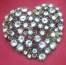 Summer Special Stunning Diamonte Vintage Style Gold Plated Heart Brooch Cake Pin - £10.50 GBP
