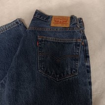 Levi&#39;s 550 Blue Jeans 34x32 Dark Wash Straight Leg - Stained on Left Leg... - $27.95