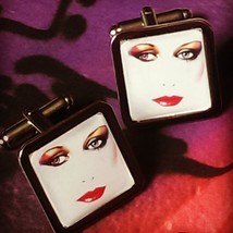 Unique! Athena Poster Cufflinks Airbrushed 80&#39;s Lost Love Face Retro Vintage - £11.99 GBP