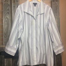 Maggie Barnes Women&#39;s Size 3X (24/28 W) Non-Iron Button Front Shirt Striped - $18.00