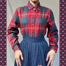 Women’s Western Wear Red Plaid Button Down Shirt S Vtg 1980s Panhandle Slim - £19.10 GBP