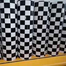 DIY Matt Gloss Black White Check Grid Chequered Vinyl Wrap Film Sticker with Air - £36.81 GBP