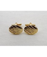 Vintage Cuff Links, Gold Tone Oval with Engraving, Bullet Back and Toggle - £7.64 GBP