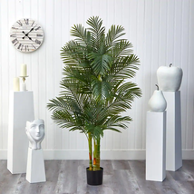 6 Ft. Artificial Triple Stalk Golden Cane Palm Tree - £89.42 GBP