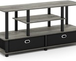 French Oak Grey/Black Furinno Jaya Large Stand For Up To 55-Inch Tv. - £67.38 GBP