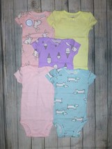 NWT Carter&#39;s Bunny Rabbit Baby Girls Short Sleeve Bodysuit 5-Pack Size 6... - $10.99