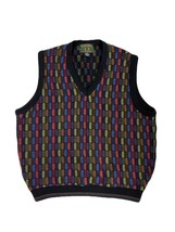 Tosani Vintage Vest Black Color Block Acrylic Mens M Unisex - £26.84 GBP