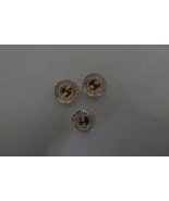 3 pcs clear &amp; gold Button  -  round - 1/2&quot; - sew through - $1.98