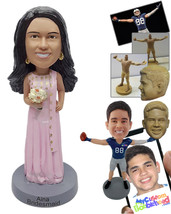 Personalized Bobblehead Bridesmaid wearing a nice sari  dress and holding a flow - $91.00