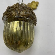 Acorn Ornament Glass Frosted Embellished Beads Bar Bead Metallic Gold Le... - $15.08