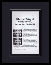 1967 Avis Girl Wink Means Business Framed 11x14 ORIGINAL Vintage Adverti... - $44.54