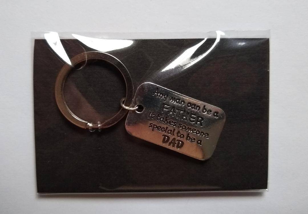 Father Keychain Dog tag Gift for Special Dad  Any man can be a FATHER it... - $15.99
