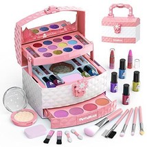 Kids Makeup Kit for Girl 35 Pcs Washable Real Cosmetic, Little Girl Make... - $49.49