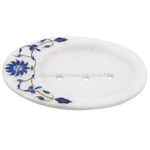 4&quot;x3&quot; Marble White Soap Dish Holder Multi Inlay Work Decor - $196.30