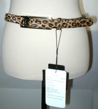 New Womens Designer Escada NWT $495 Leopard Belt Leather Logo Fur 70 27.... - £378.44 GBP