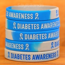Set of Diabetes Awareness Wristbands with Ribbons - Debossed Silicone Br... - $7.80+