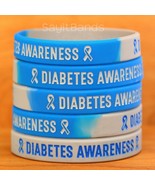 Set of Diabetes Awareness Wristbands with Ribbons - Debossed Silicone Br... - £6.23 GBP+