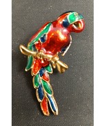 Vintage Gold Tone Multi Color Enamel PARROT Brooch Pin 2 1/4&quot; - $266.09 MXN