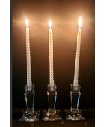 3 Decorative Collectible  Crystal Clear Candlestick Holders 5.5 &quot; tall - £25.70 GBP