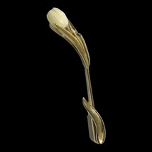 Vintage Avon Hawaiian Pikake Tulip Flower Gold tone Brooch Stick Pin 70s Great - £23.97 GBP