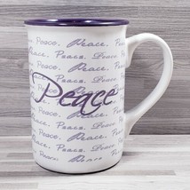 Gibson Everyday &quot;Peace&quot; 12 oz. Coffee Mug Cup White Purple - £11.48 GBP