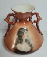 Antique Austria Squat Vase Porcelain with Handles - $39.52 CAD